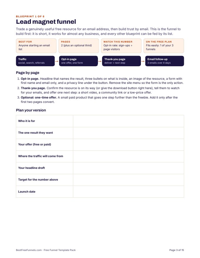 Sample page: the lead magnet funnel blueprint